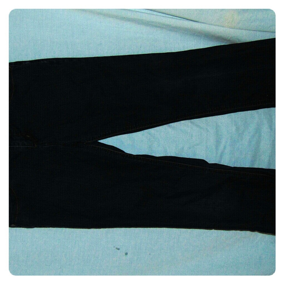 Flared legged dark blue jeans